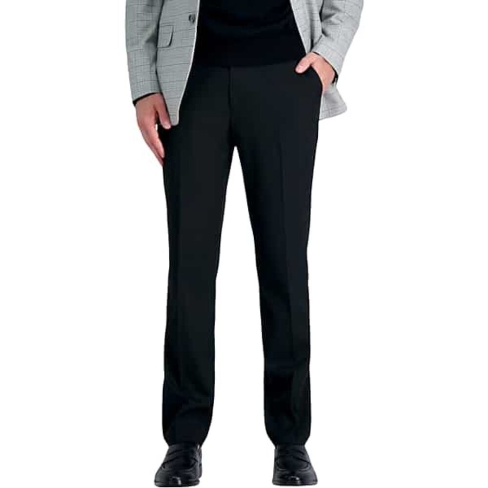 J.M.Haggar Premium 4-Way Stretch Classic Fit Dress Pants, 36W X 32L, Black